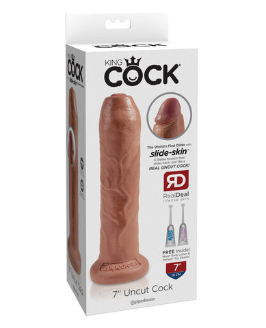 King Cock 7" Uncut Dildo - Tan