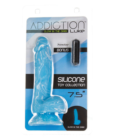 Addiction Luke Glow in the Dark 7.5" Dildo - Blue