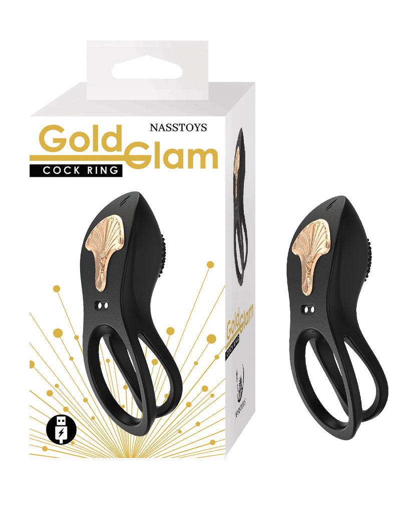 Gold Glam Cock Ring - Black