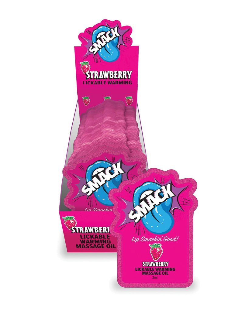 Smack Lickable Warming Massage Oil - Strawberry 3 ml pouch - 36 pc Display