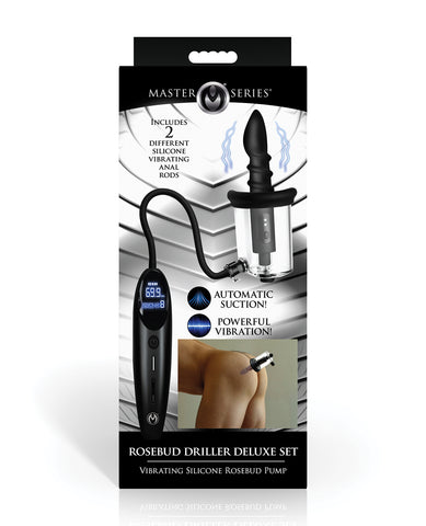 Master Series Rosebud Driller Deluxe Set Vibrating Silicone Rosebud Pump