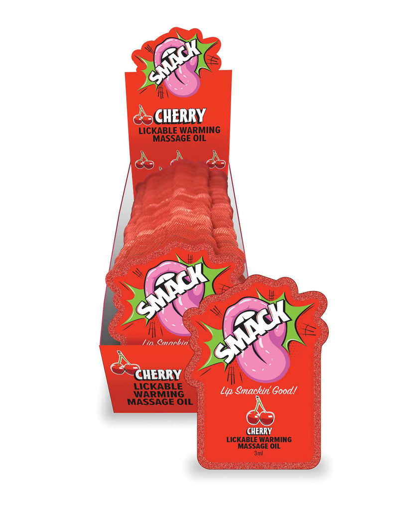 Smack Lickable Warming Massage Oil - Cherry 3 ml pouch - 36 pc Display