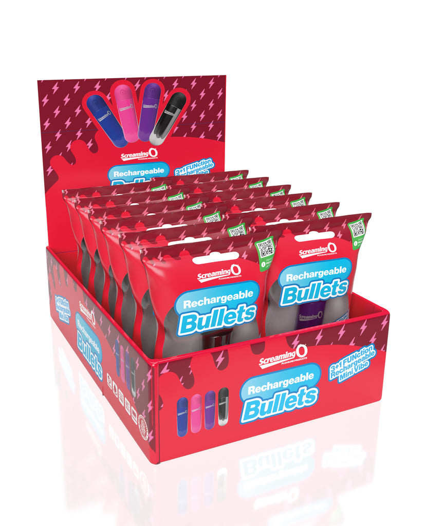 Screaming O Rechargeable Bullet POP Box - Asstd. Colors Display of 12