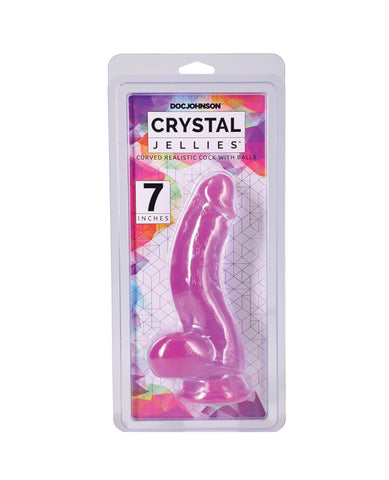 Crystal Jellies 7" Curved Realistic Cock w/Balls - Purple
