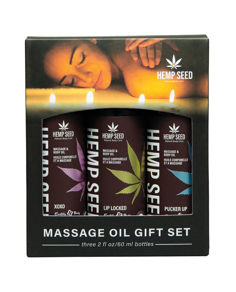 Earthly Body 2026 Valentines Massage Oil Gift Set - 2 oz Asst. Scents Box of 3