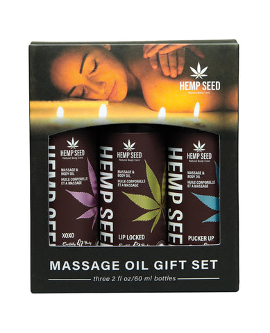 Earthly Body 2026 Valentines Massage Oil Gift Set - 2 oz Asst. Scents Box of 3