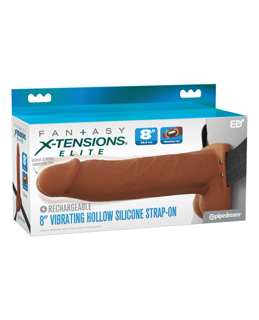 Fantasy X-Tensions Elite 8" Vibrating Hollow Strap-On - Brown