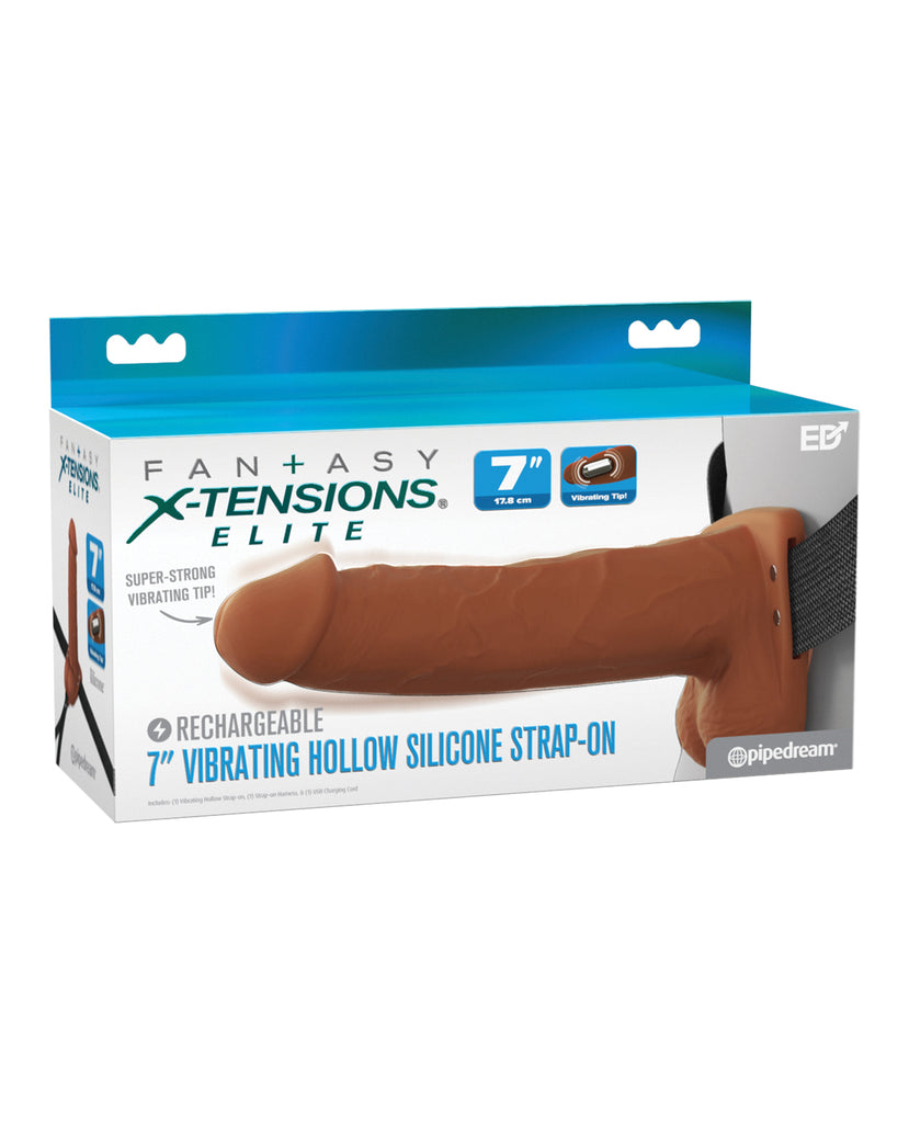 Fantasy X-Tensions Elite 7" Vibrating Hollow Strap-On - Brown