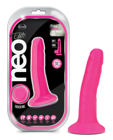 Blush Neo Elite 6" Silicone Dual Density Cock - Neon Pink