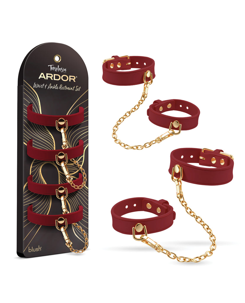 Blush Temptasia Ardor Wrist & Ankle Restraints - Red