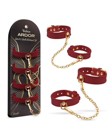 Blush Temptasia Ardor Wrist & Ankle Restraints - Red