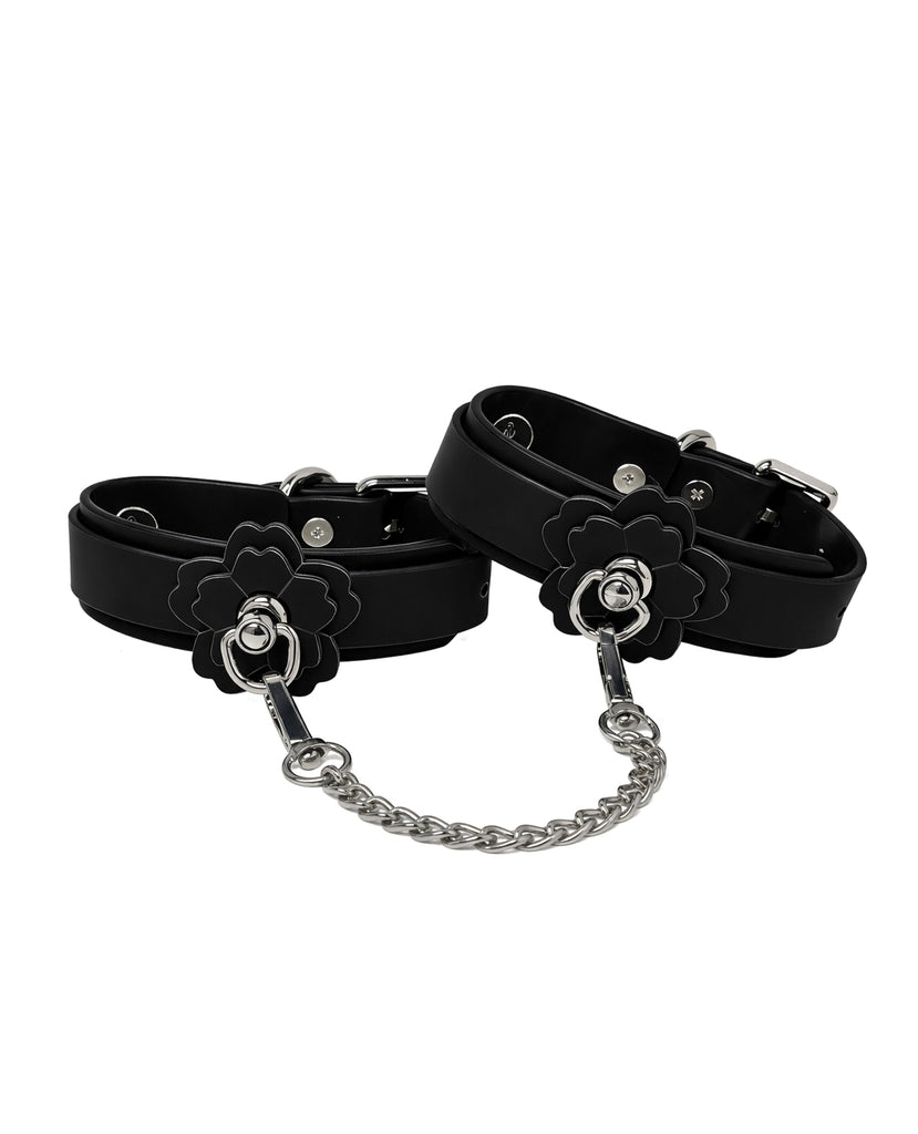 Heat Tease Flower Cuffs - Black/Pink