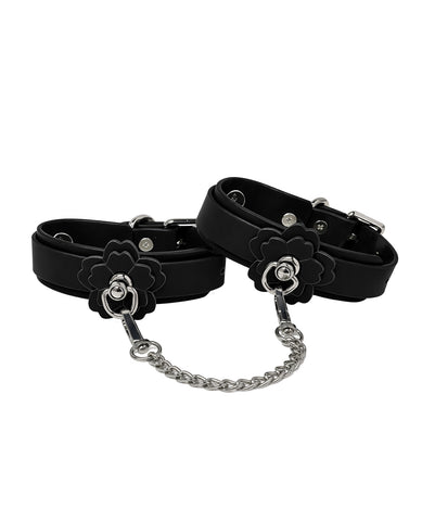 Heat Tease Flower Cuffs - Black/Pink
