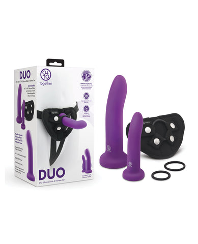 Together  2 pc 5.5” & 7.75” Silicone Dildo & Harness Set