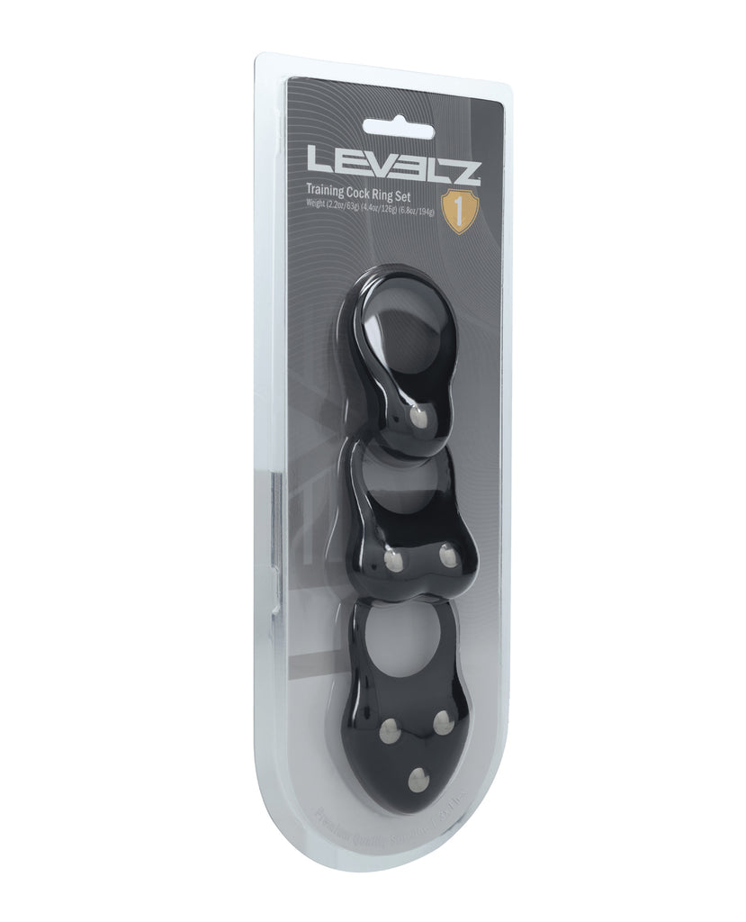 Shots Levelz Silicone Training Cock Ring Set of 3 - Black