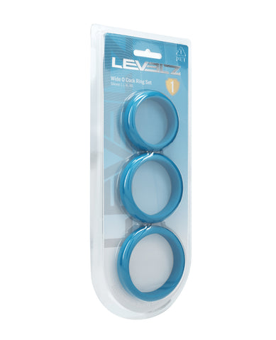 Shots Levelz Wide O Silicone Cock Ring Set of 3 (42 mm, 50 mm, 55 mm) - Teal