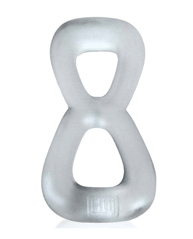 Hunky Junk Boomerang Double Ring Cockring & Nut-Tugger - Clear Steam