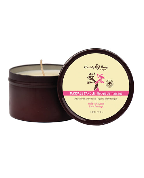 Earthly Body at Night Candle - Wild Pink Rose 6 oz