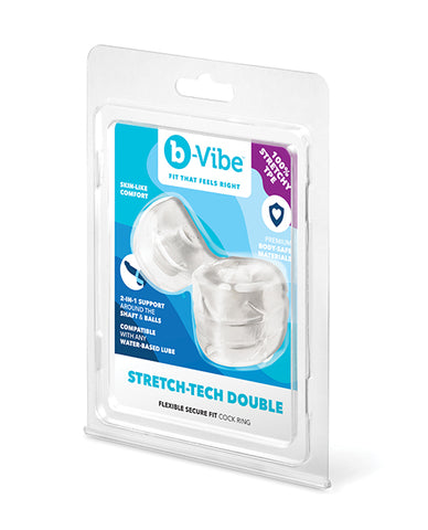 b-Vibe Stretch-Tech Double Barrel Ultra Stretchy Cock Ring & Ball Stretcher
