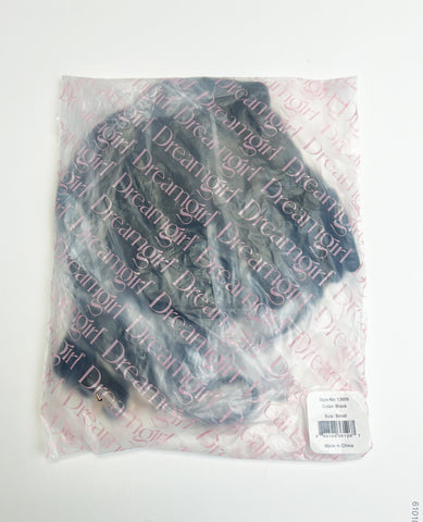 Embroidered Stretch Faux Leather Bustier w/G-String 2 pc Set - Black XL