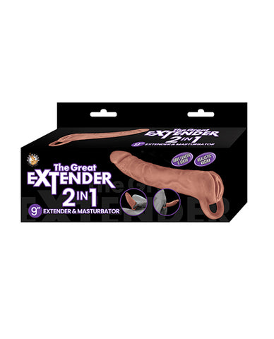 The Great Extender 2 in 1 9" Extender & Masturbator - Brown