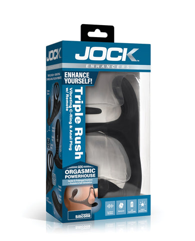 Curve Toys Jock Enhancers Triple Rush Vibrating C-Ring & Anal Plug w/Remote