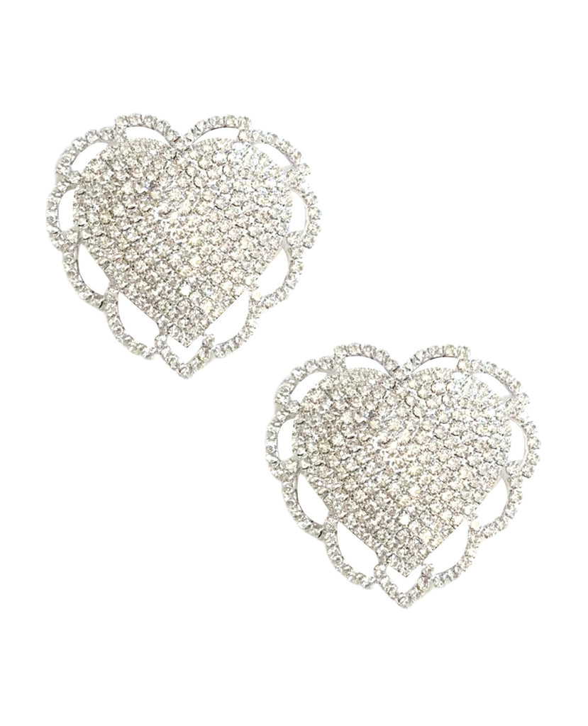 Neva Nude Whole Hearted Sparkle Crystal Jewel Reusable Silicone Pasties - O/S