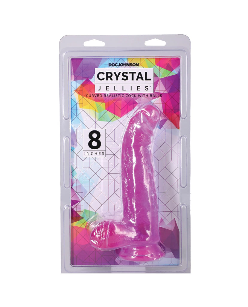 Crystal Jellies 8" Curved Realistic Cock w/Balls - Purple