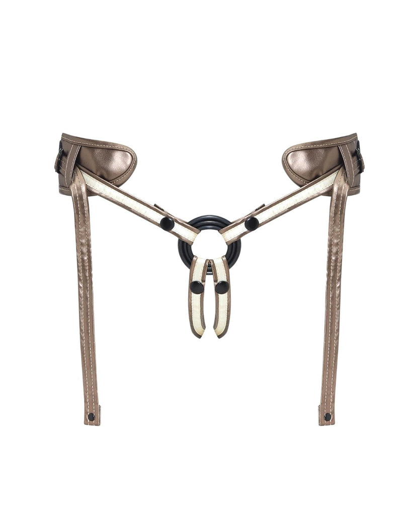 Strap On Me Leatherette Desirous Harness - O/S Metallic Bronze