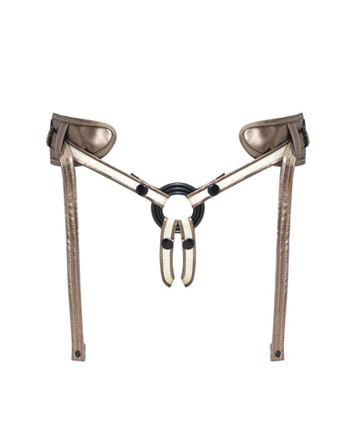 Strap On Me Leatherette Desirous Harness - O/S Metallic Bronze