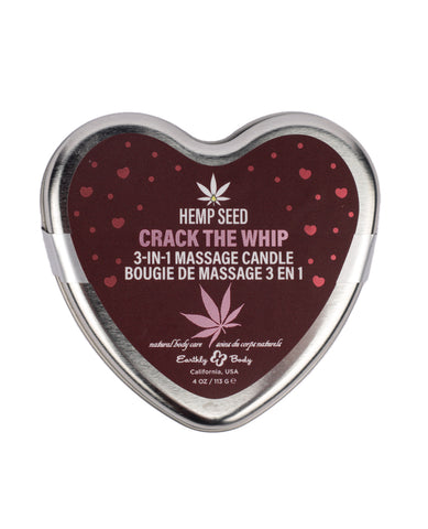 Earthly Body 2025 Valentines 3 in 1 Massage Heart Candle - 4.7 oz Crack The Whip