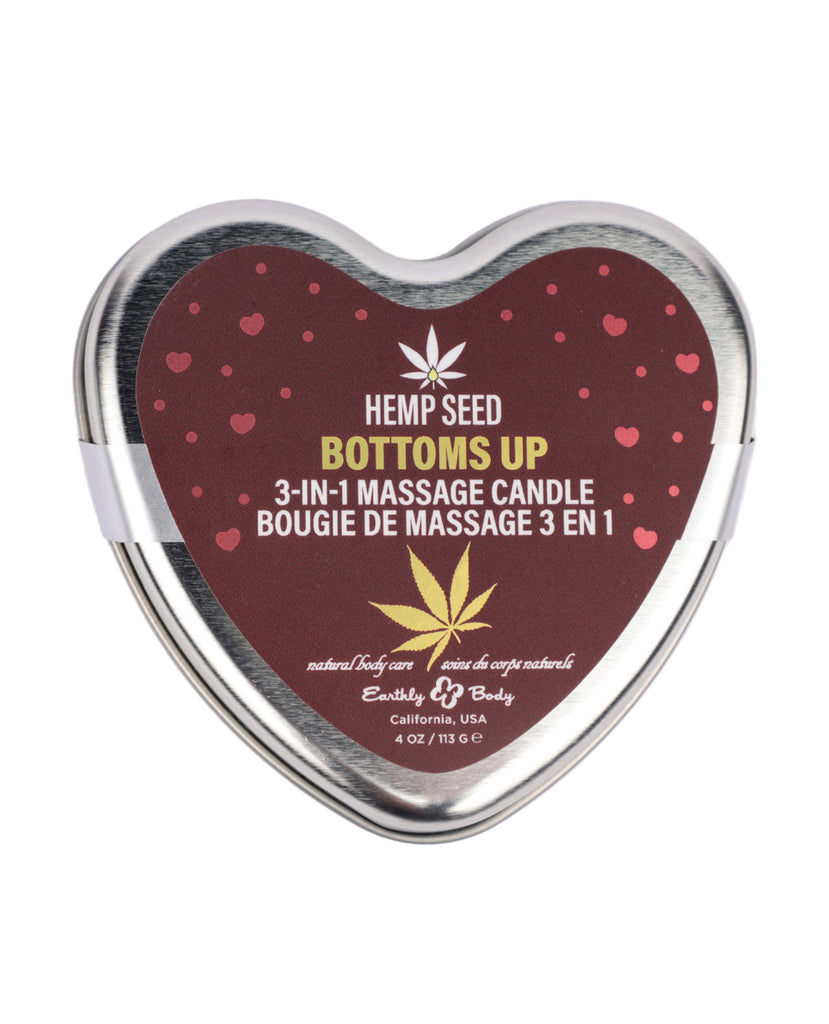 Earthly Body 2025 Valentines 3 in 1 Massage Heart Candle - 4.7 oz Bottom's Up