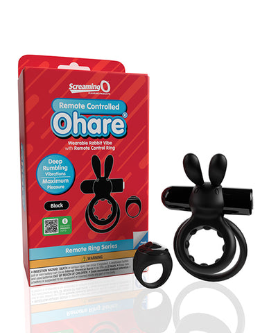 Screaming O Ohare Remote Controlled Vibrating Ring  - Black