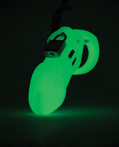 CB-6000 3 1/4" Cock Cage & Lock Set - Glow in the Dark