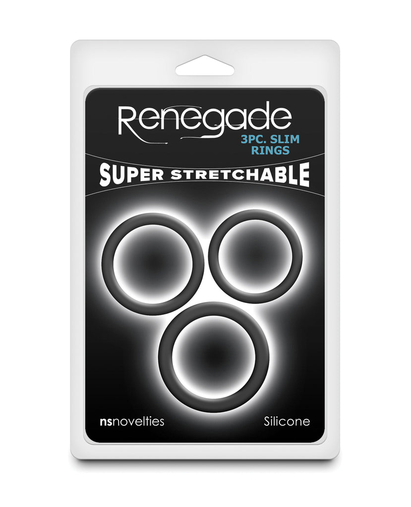 Renegade Slim Cock Rings - Black, 3 pc Set