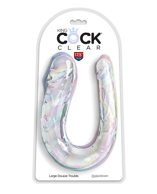 King Cock Clear Large Double Trouble Dildo - Clear