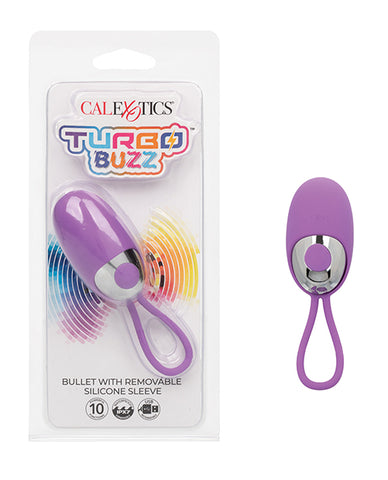 Turbo Buzz Bullet Stimulator w/Removable Silicone Sleeve - Purple