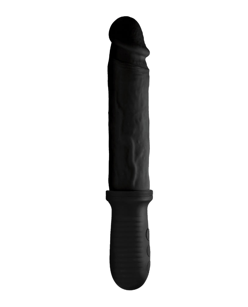 Master Series 8X Auto Pounder Vibrating & Thrusting Dildo w/Handle - Black