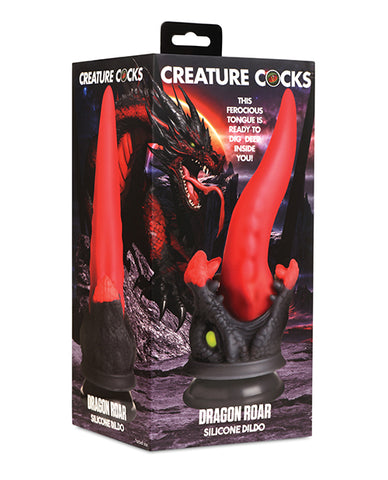 Creature Cocks Dragon Roar Silicone Dildo - Red/Black