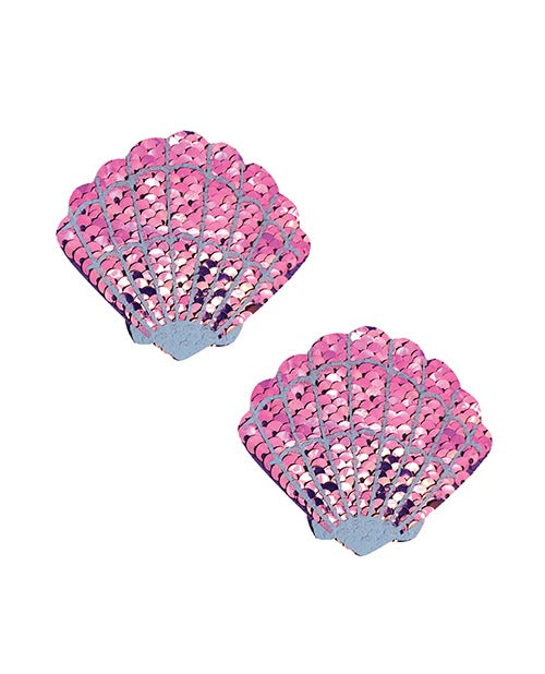 Neva Nude Sequin Mermaid Shell Pasties - Iridescent Pink O/S
