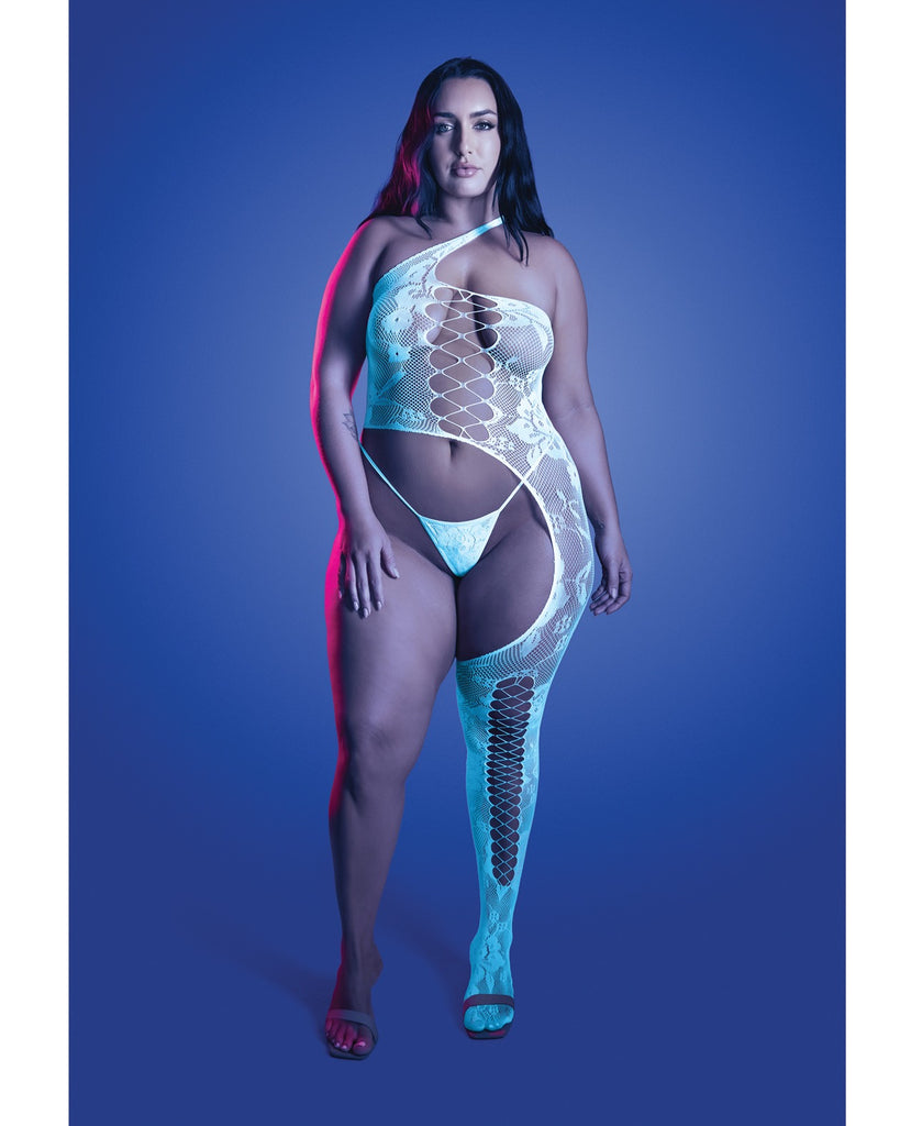 Lights Get Low Floral Knit Bodystocking & Panty - White QN