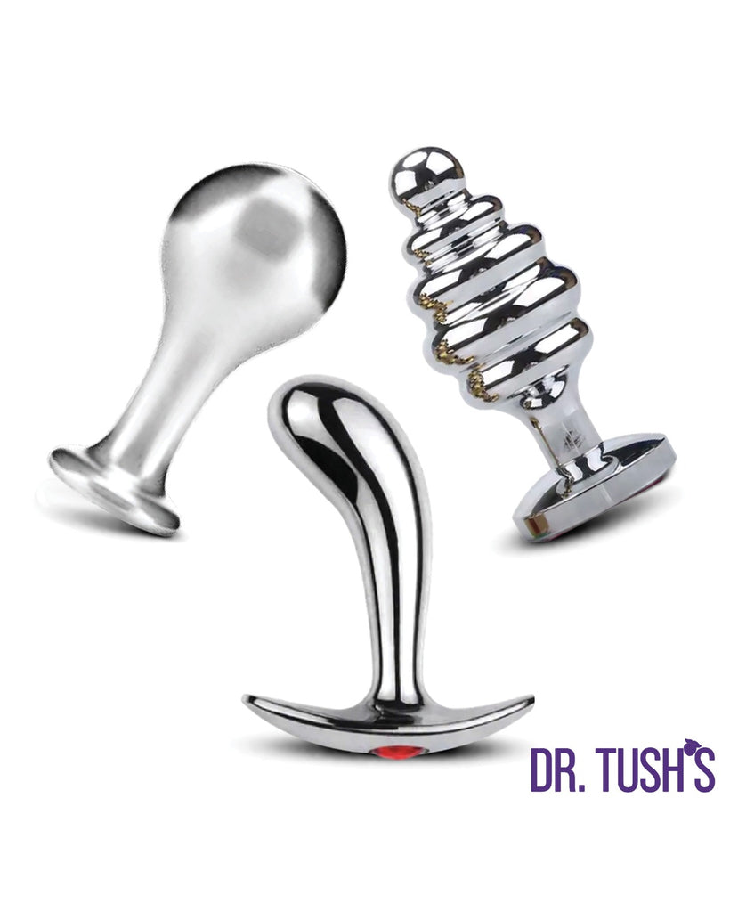 Dr. Tush's Tools of Temptation Medium Anal Plug Set - Metal