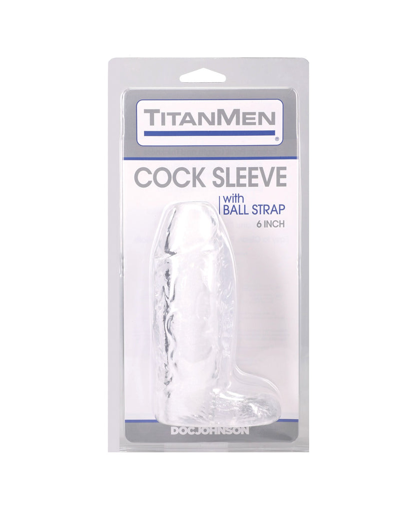 TitanMen 6" Cock Sleeve w/Ball Strap - Clear
