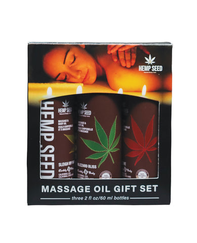 Earthly Body 2026 Holiday Massage Oil Gift Set - 2 oz Asst. Scents Box of 3
