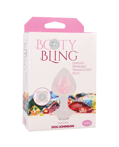 Booty Bling  Jeweled Wearable Translucent Silicone Plug - Large