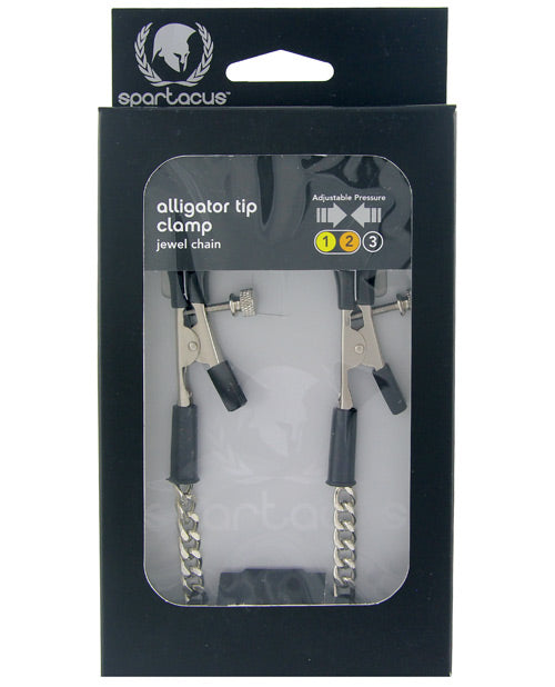 Spartacus Adjustable Alligator Nipple Clamps W-silver Chain