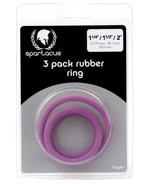 Spartacus Rubber Cock Ring Set - Purple Pack Of 3