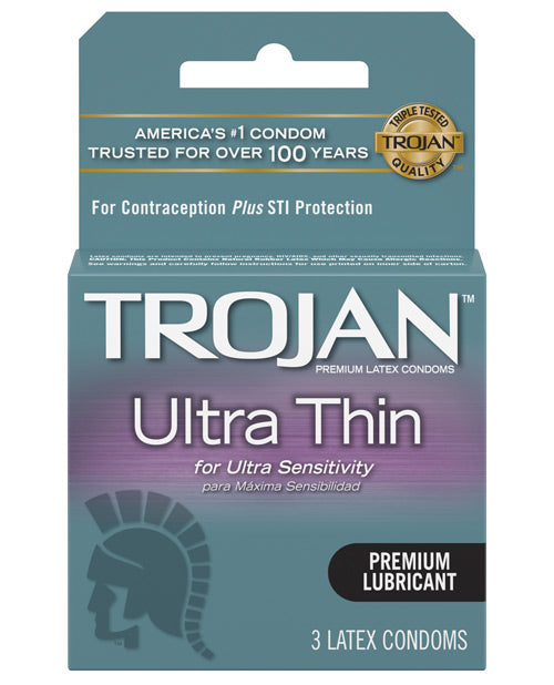 Trojan Ultra Thin Lubricated Condoms - Box Of 3