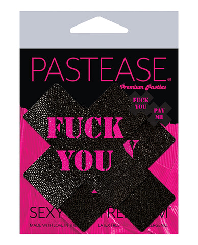 Pastease Fuck You Pay Me Cross - Black-pink O-s