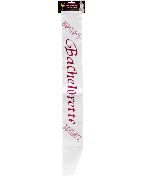 Bachelorette Sash W-crystals - White